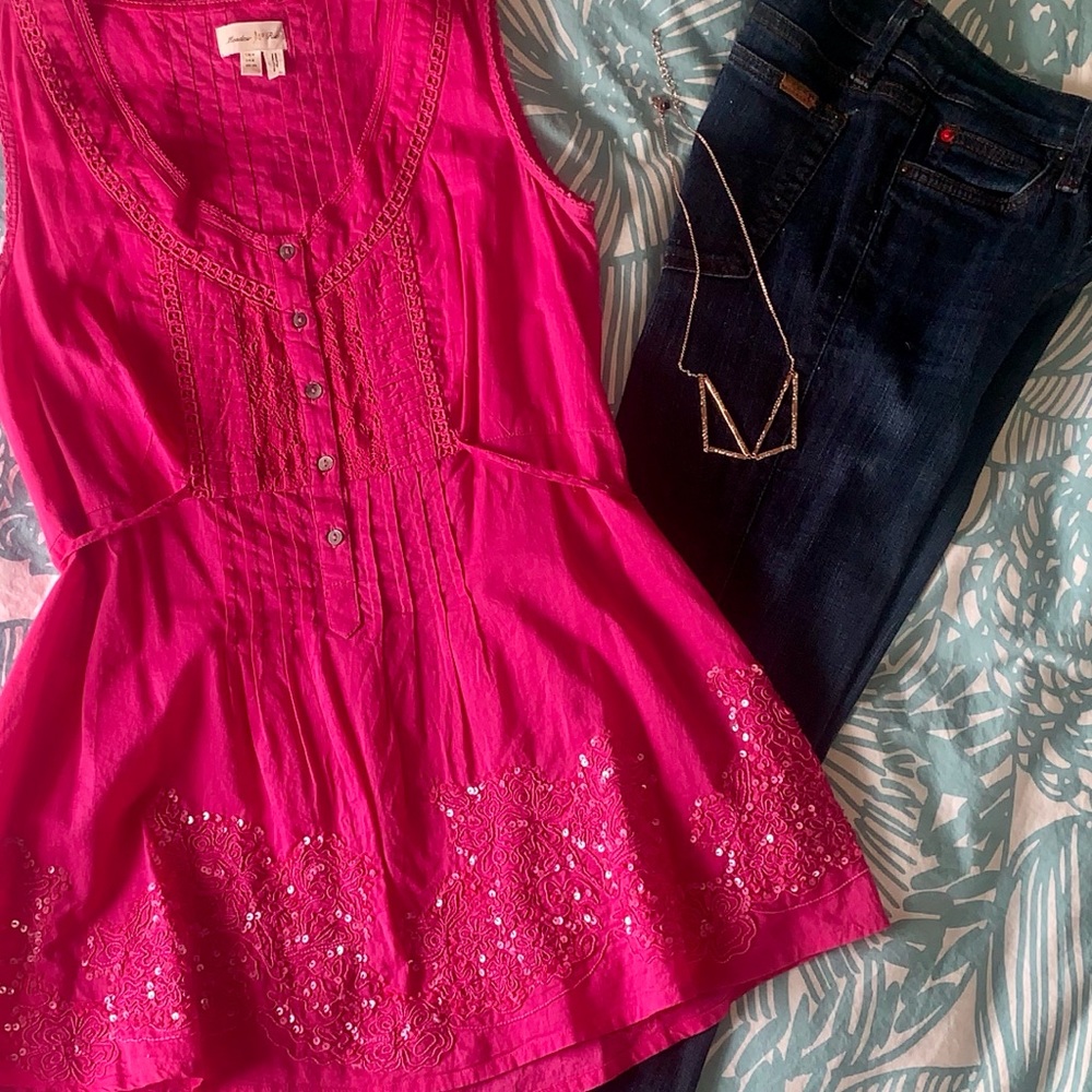 Anthropologie Meadow Rue Pink Tank